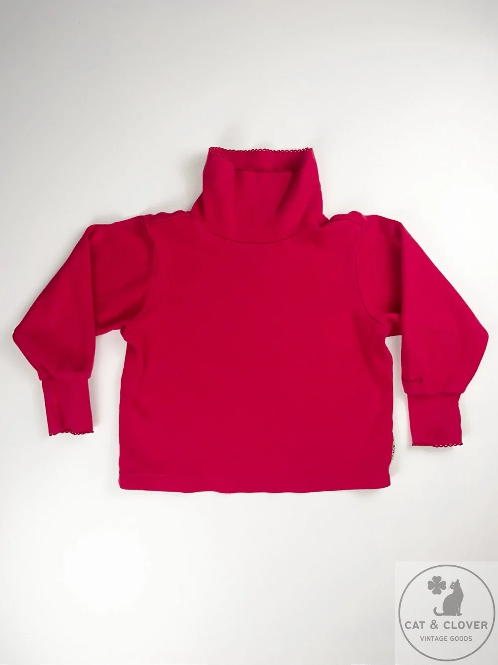 Gymboree 90s Rainbow Tag Made in USA Embroidered Red Turtleneck Kids Top Medium